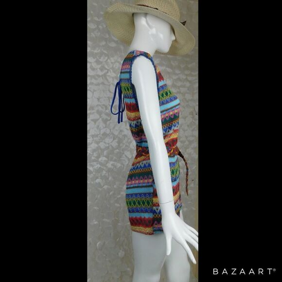 Multi Color Boho ROMPER Size M - Picture 1 of 5